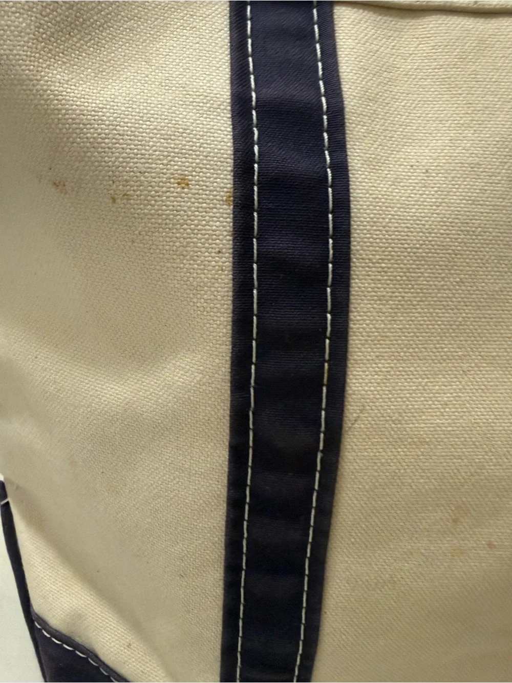 LL Bean Boat & Tote Canvas Bag Ivory Blue Size Medium Made in USA Taylor